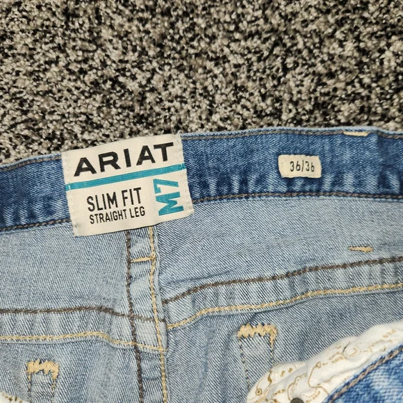 Ariat Men's M7 Slim Straight Jeans - Light Blue 36x36 - Picture 6 of 11